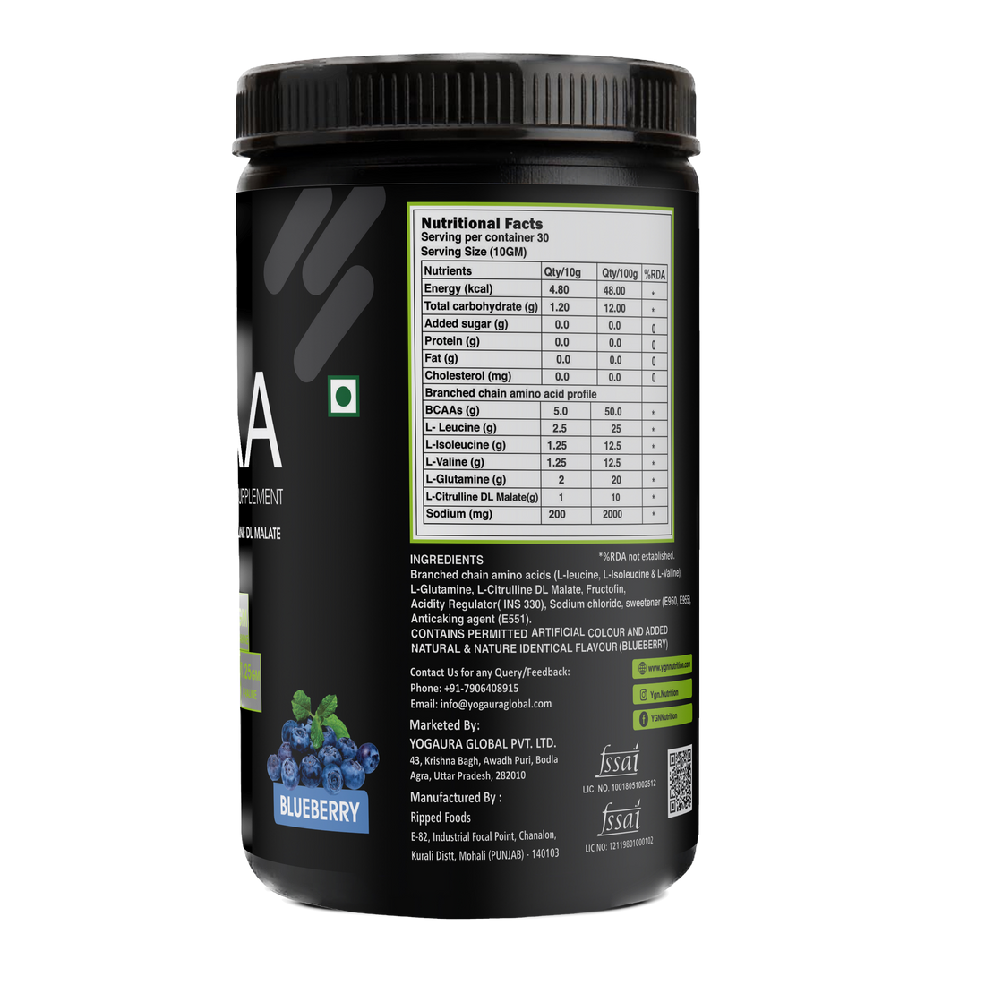 BCAA | Growth & Recovery Supplement | BCAA + Glutamine + L-Citrulline DL Malate